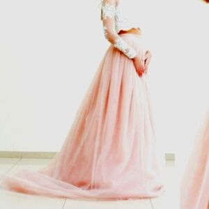 NWOT Long Dusty Rose Tulle Bridal skirt M